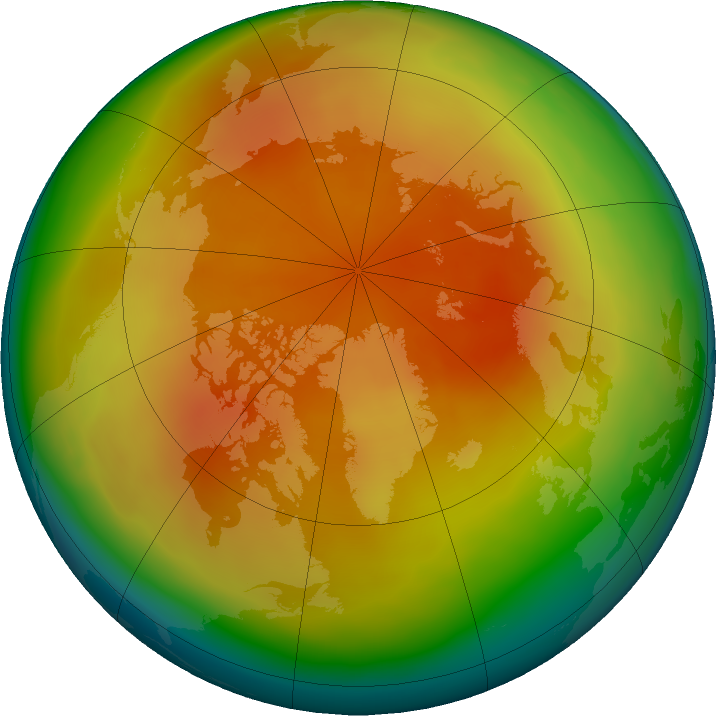 Arctic ozone map for March 2023